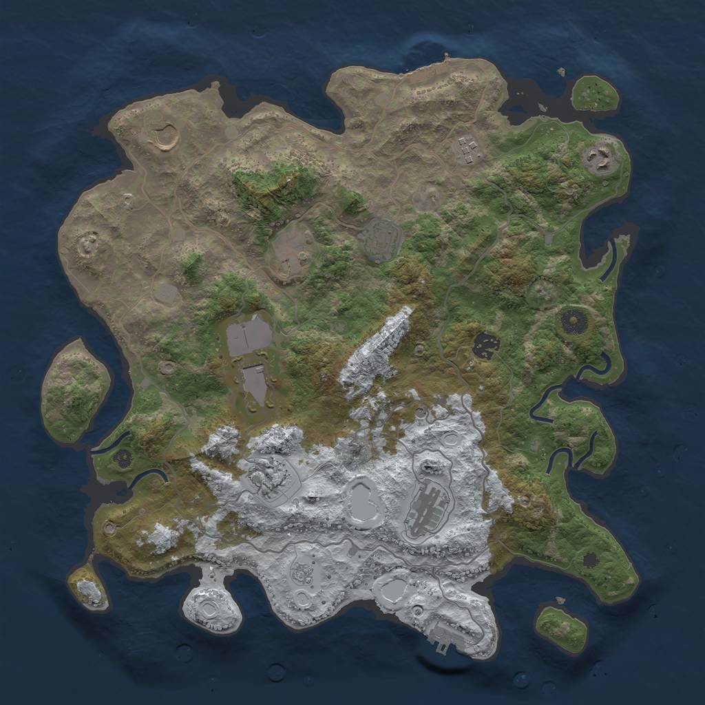 Rust Map: Procedural Map, Size: 4000, Seed: 861513, 18 Monuments