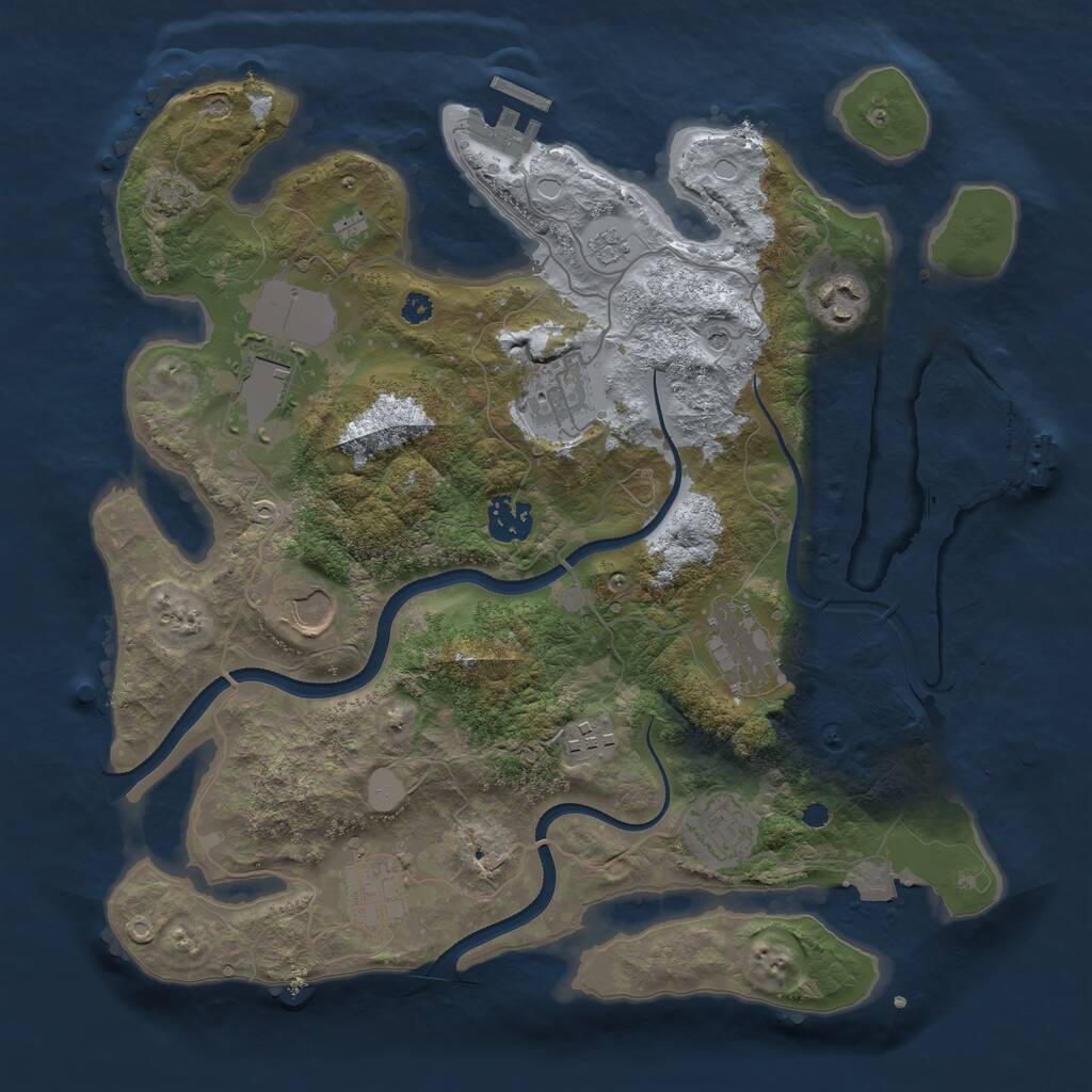 Rust Map: Procedural Map, Size: 3500, Seed: 1137576490, 15 Monuments