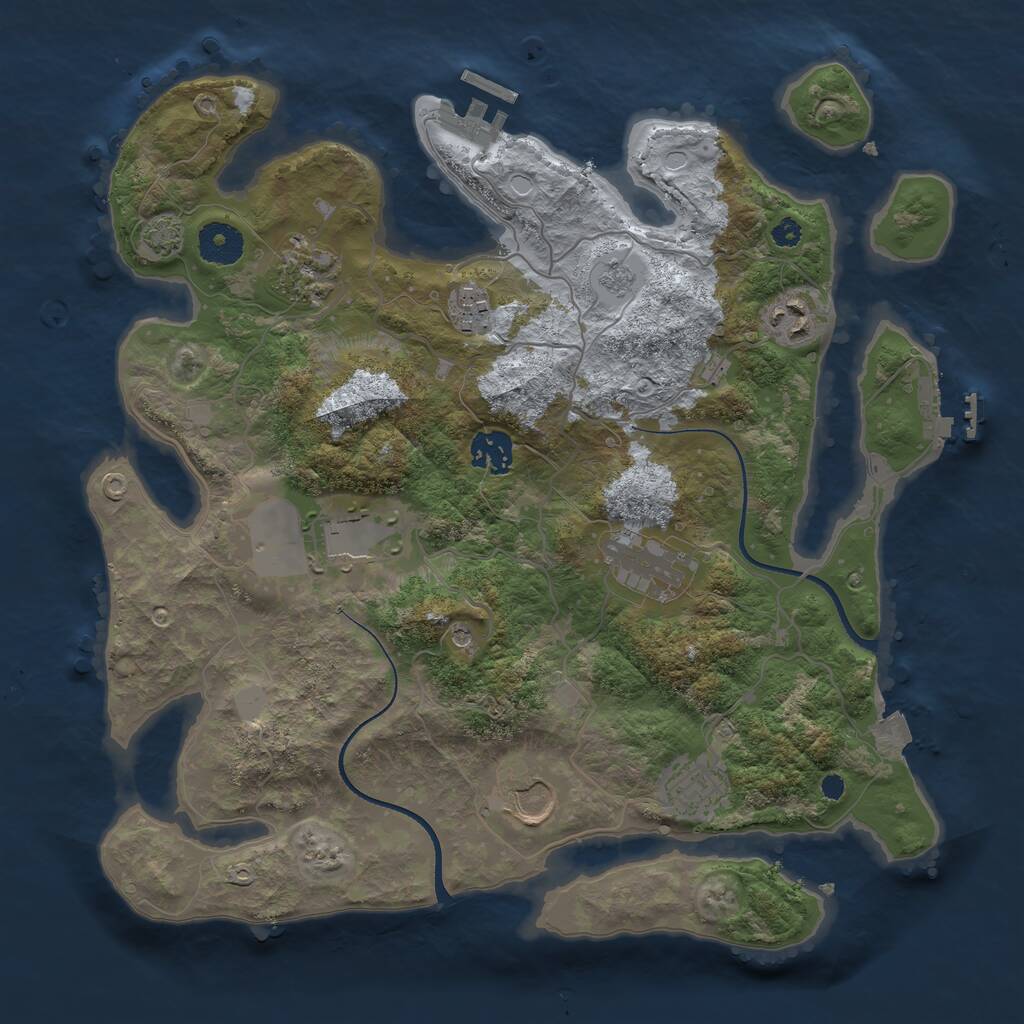 Rust Map: Procedural Map, Size: 3500, Seed: 1137576490, 14 Monuments