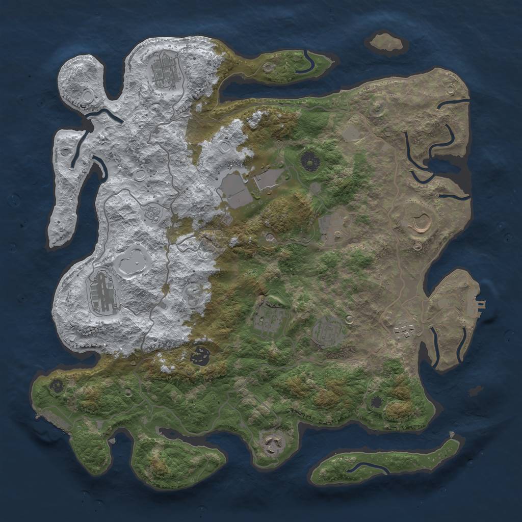 Rust Map: Procedural Map, Size: 4000, Seed: 371069, 19 Monuments