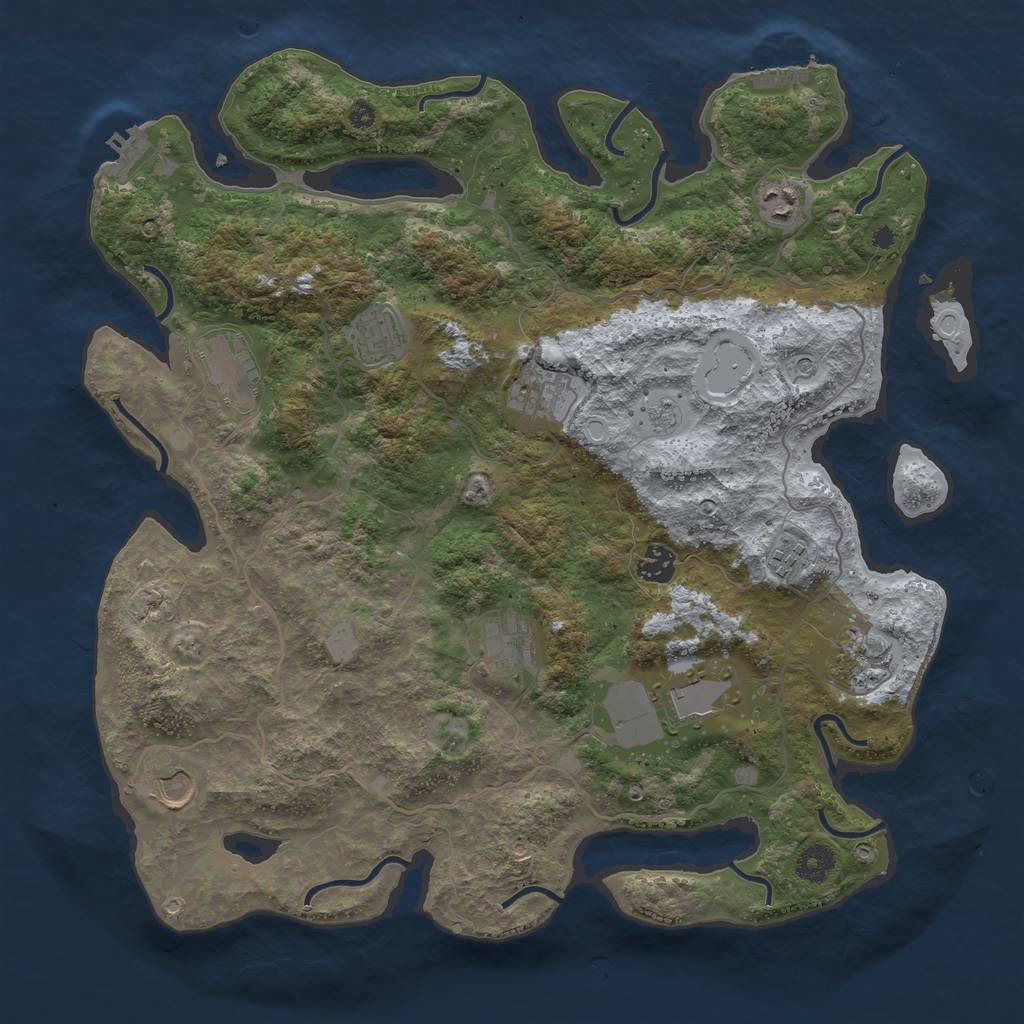 Rust Map: Procedural Map, Size: 4000, Seed: 1128, 19 Monuments