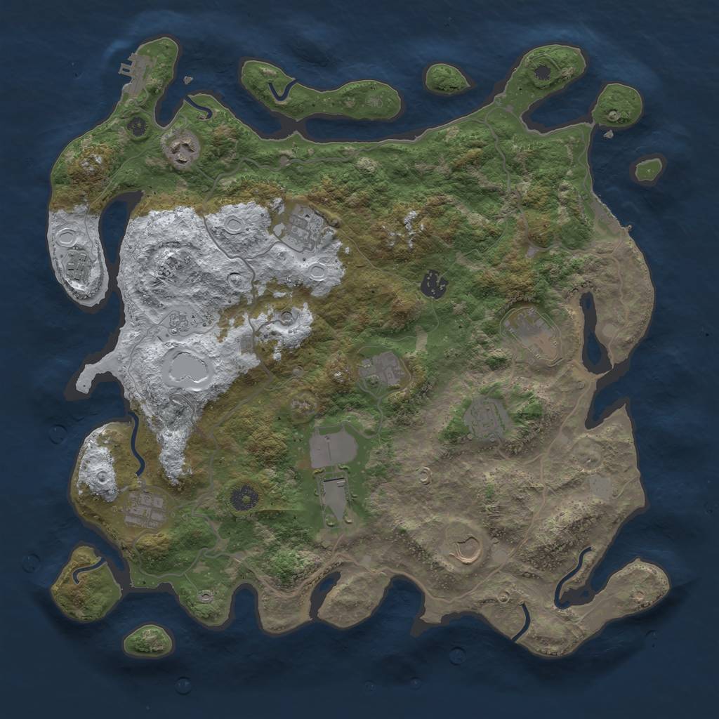 Rust Map: Procedural Map, Size: 4000, Seed: 382237, 19 Monuments