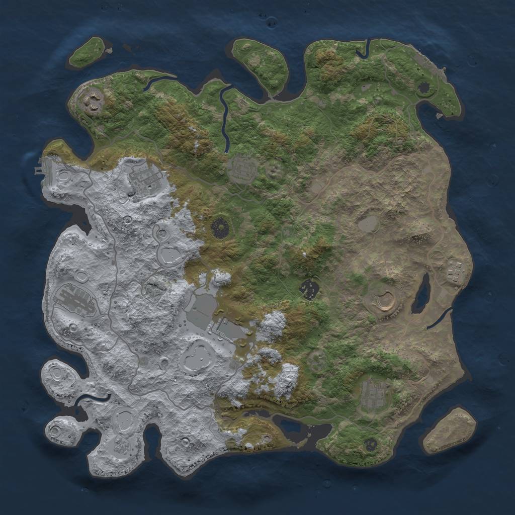 Rust Map: Procedural Map, Size: 4000, Seed: 993044, 16 Monuments