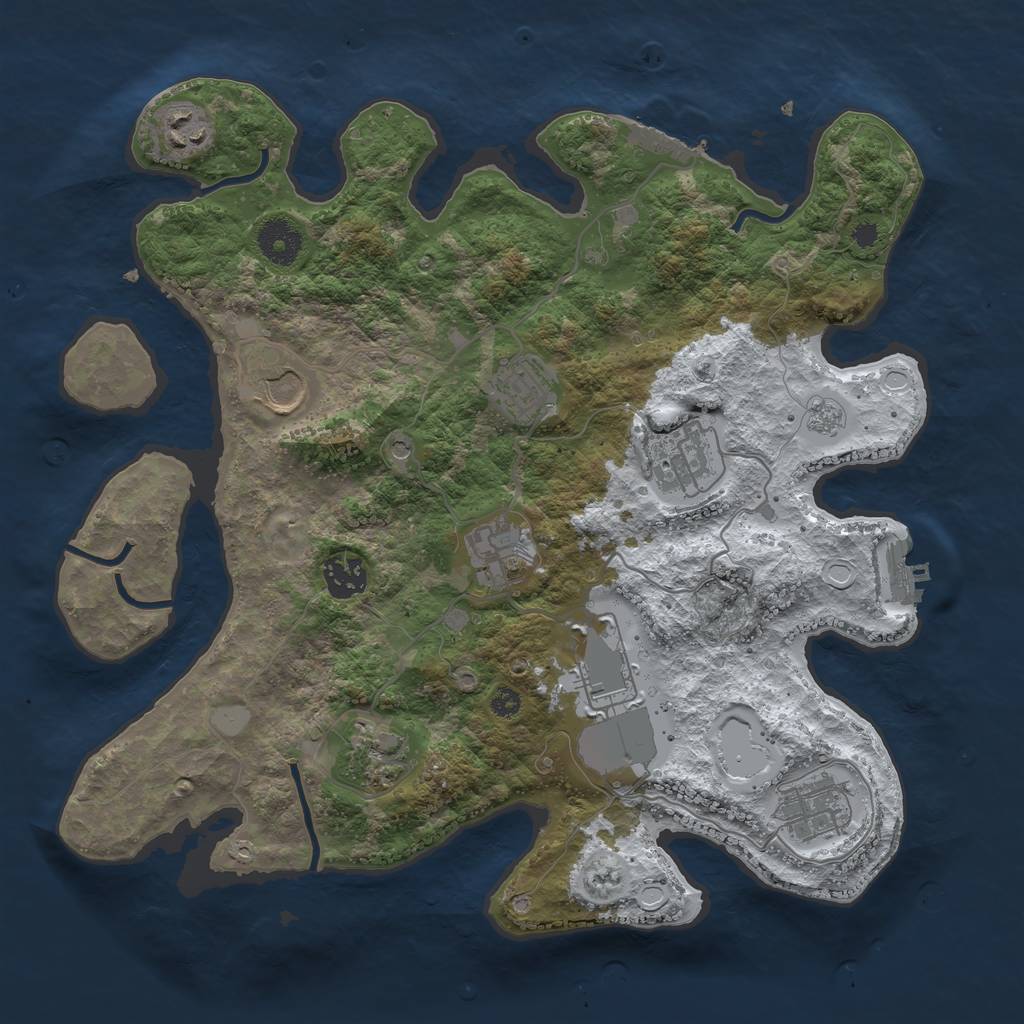 Rust Map: Procedural Map, Size: 3500, Seed: 957, 18 Monuments