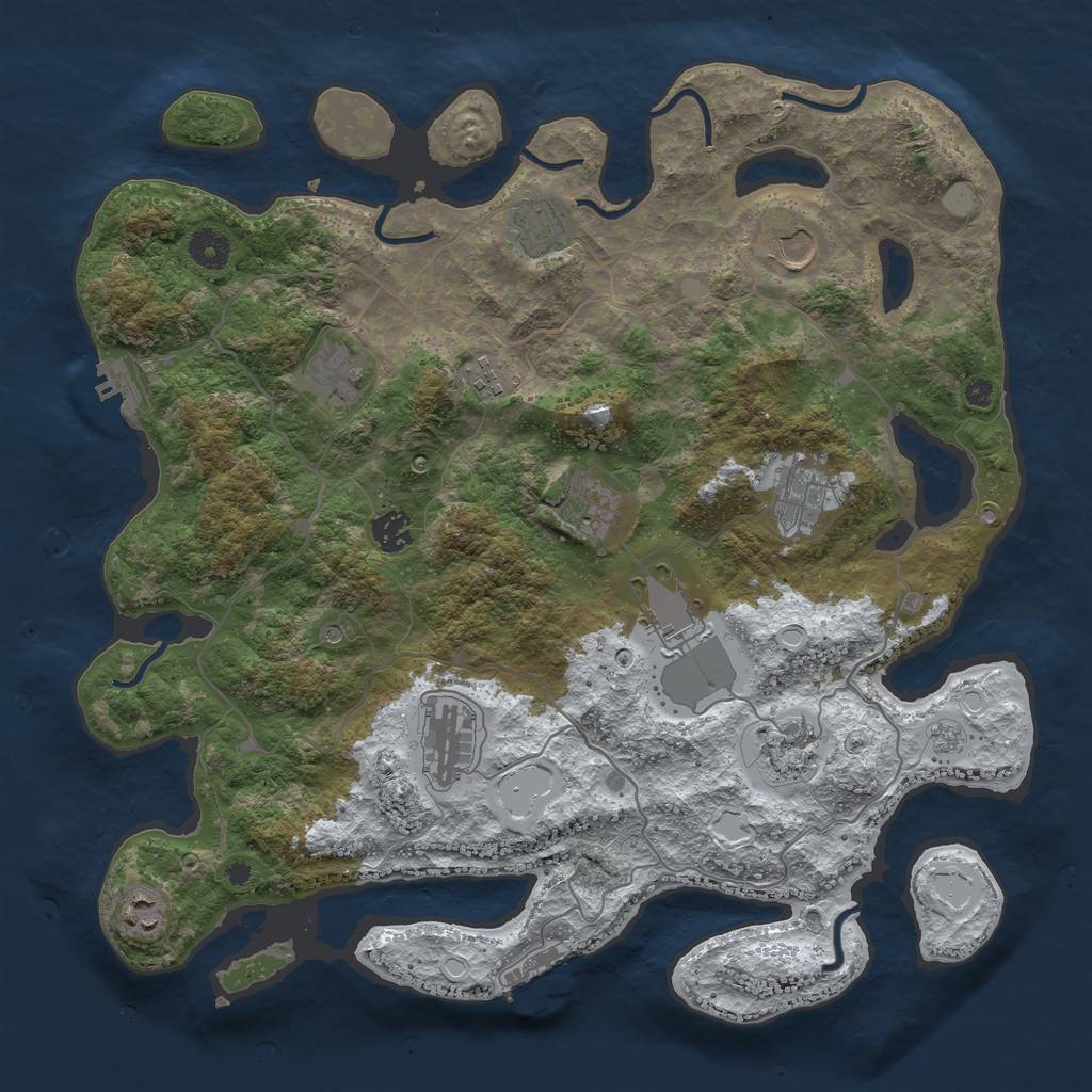 Rust Map: Procedural Map, Size: 4000, Seed: 433951, 20 Monuments