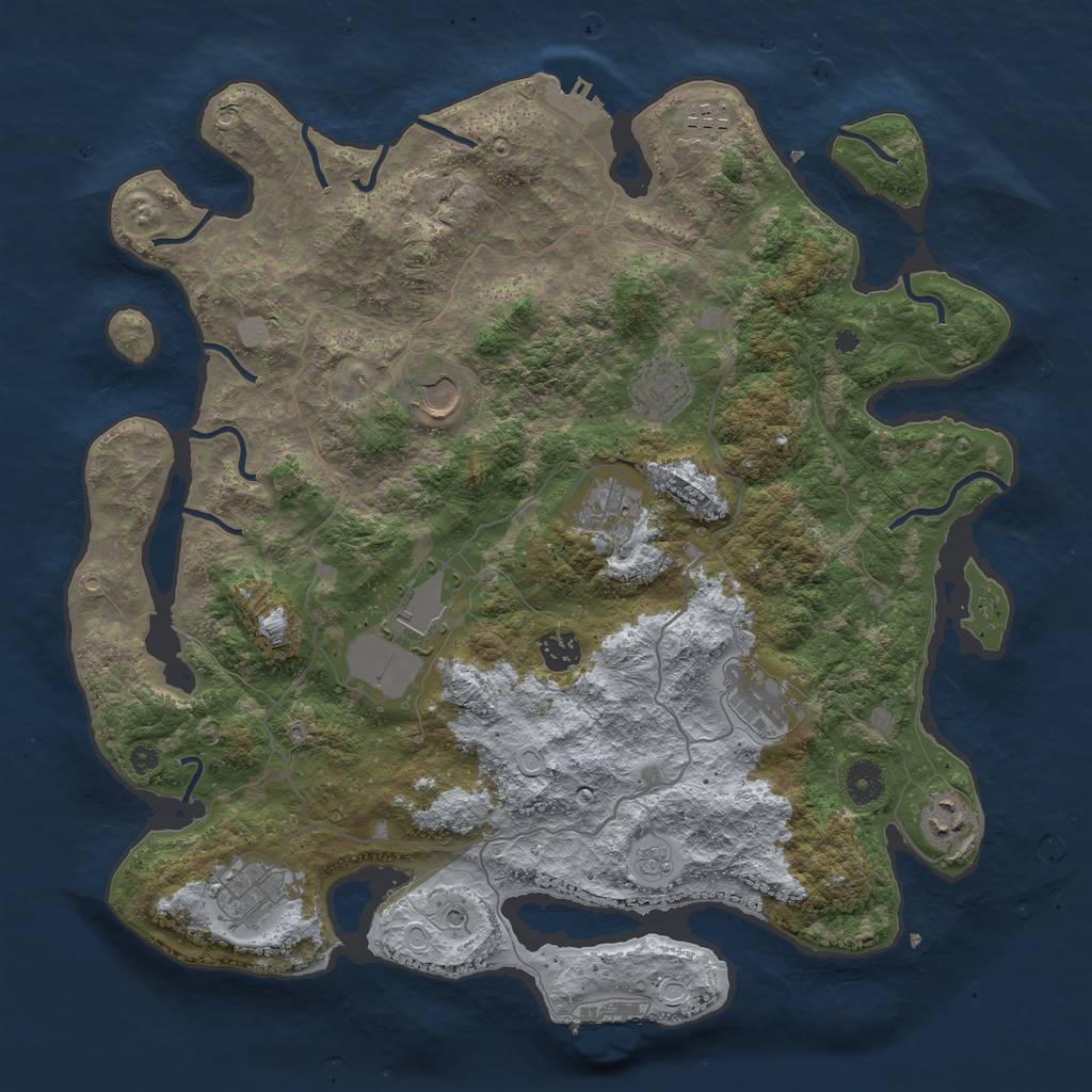 Rust Map: Procedural Map, Size: 4000, Seed: 380249277, 18 Monuments