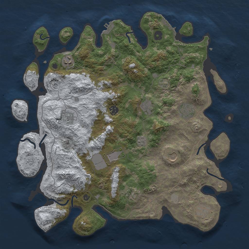 Rust Map: Procedural Map, Size: 4000, Seed: 997584, 19 Monuments