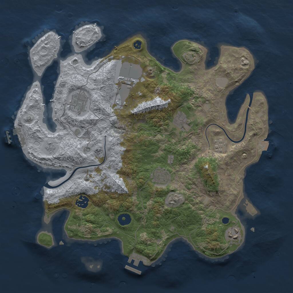 Rust Map: Procedural Map, Size: 3500, Seed: 167124, 13 Monuments