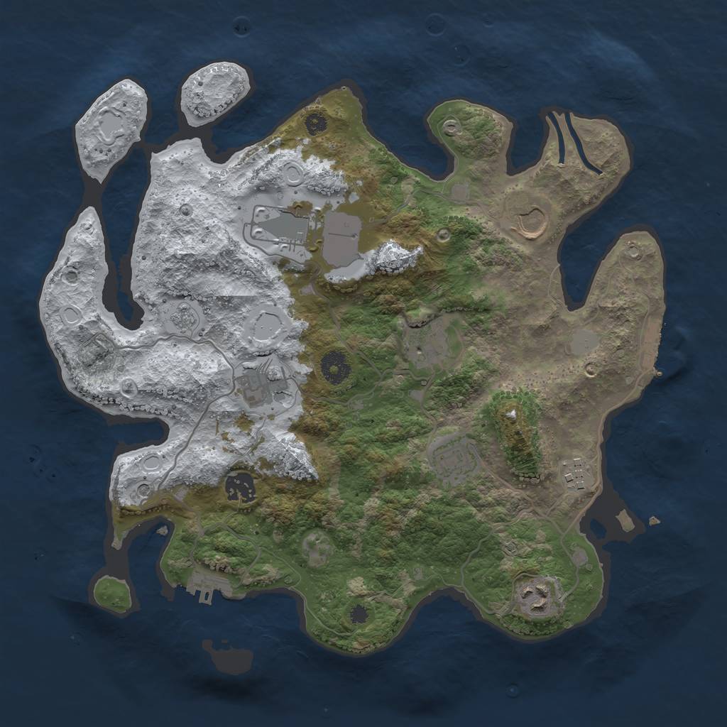 Rust Map: Procedural Map, Size: 3500, Seed: 167124, 17 Monuments