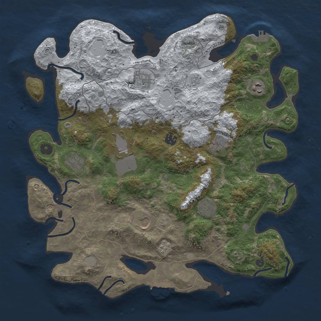 Rust Map: Procedural Map, Size: 4000, Seed: 45526, 18 Monuments