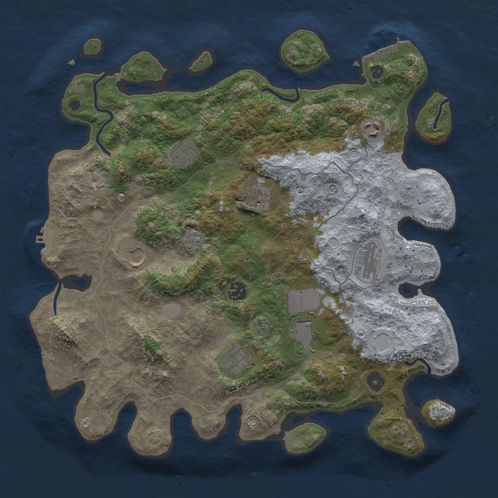 Rust Map: Procedural Map, Size: 4000, Seed: 11355, 17 Monuments