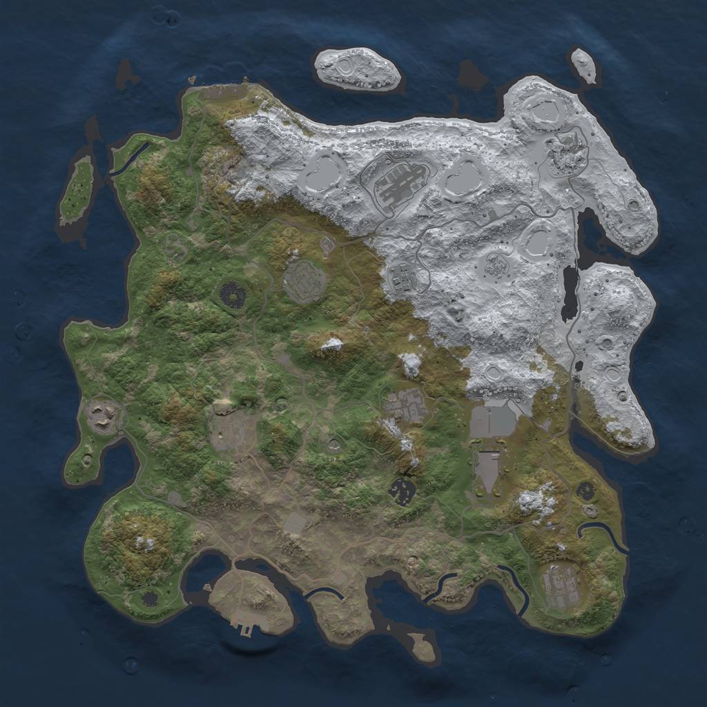 Rust Map: Procedural Map, Size: 4000, Seed: 430944, 19 Monuments