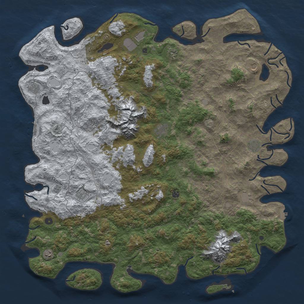 Rust Map: Procedural Map, Size: 6000, Seed: 120007013, 20 Monuments