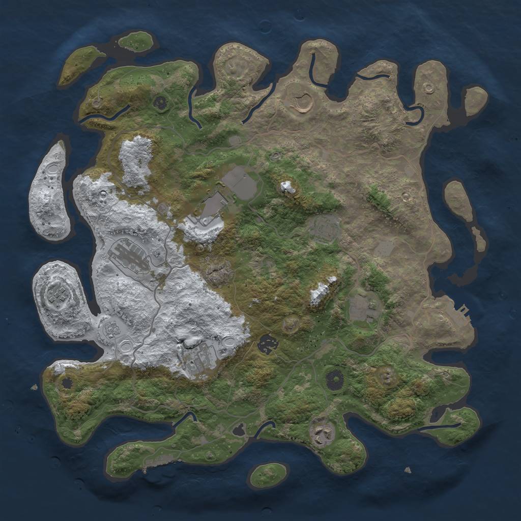 Rust Map: Procedural Map, Size: 4000, Seed: 717133, 17 Monuments