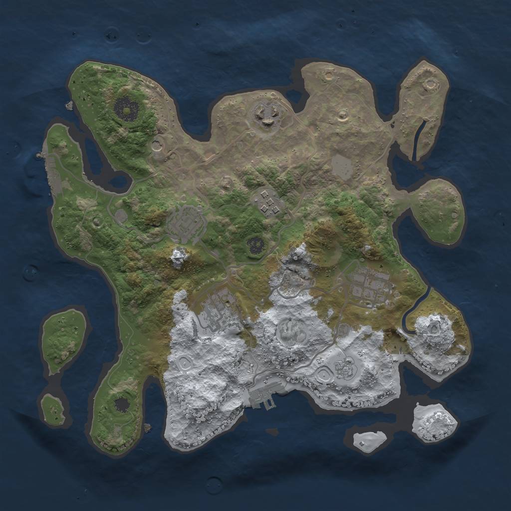 Rust Map: Procedural Map, Size: 3000, Seed: 1099257758, 14 Monuments