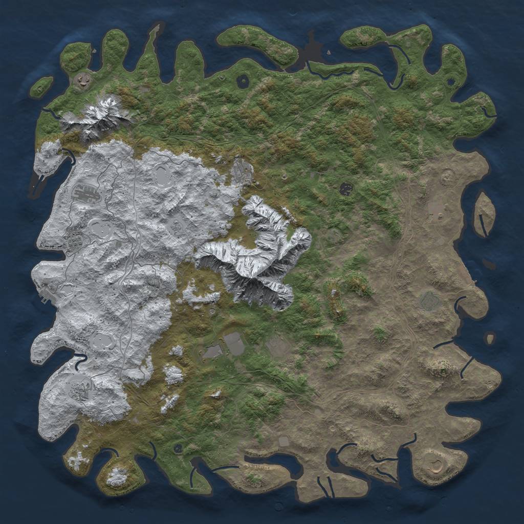 Rust Map: Procedural Map, Size: 6000, Seed: 625939, 20 Monuments