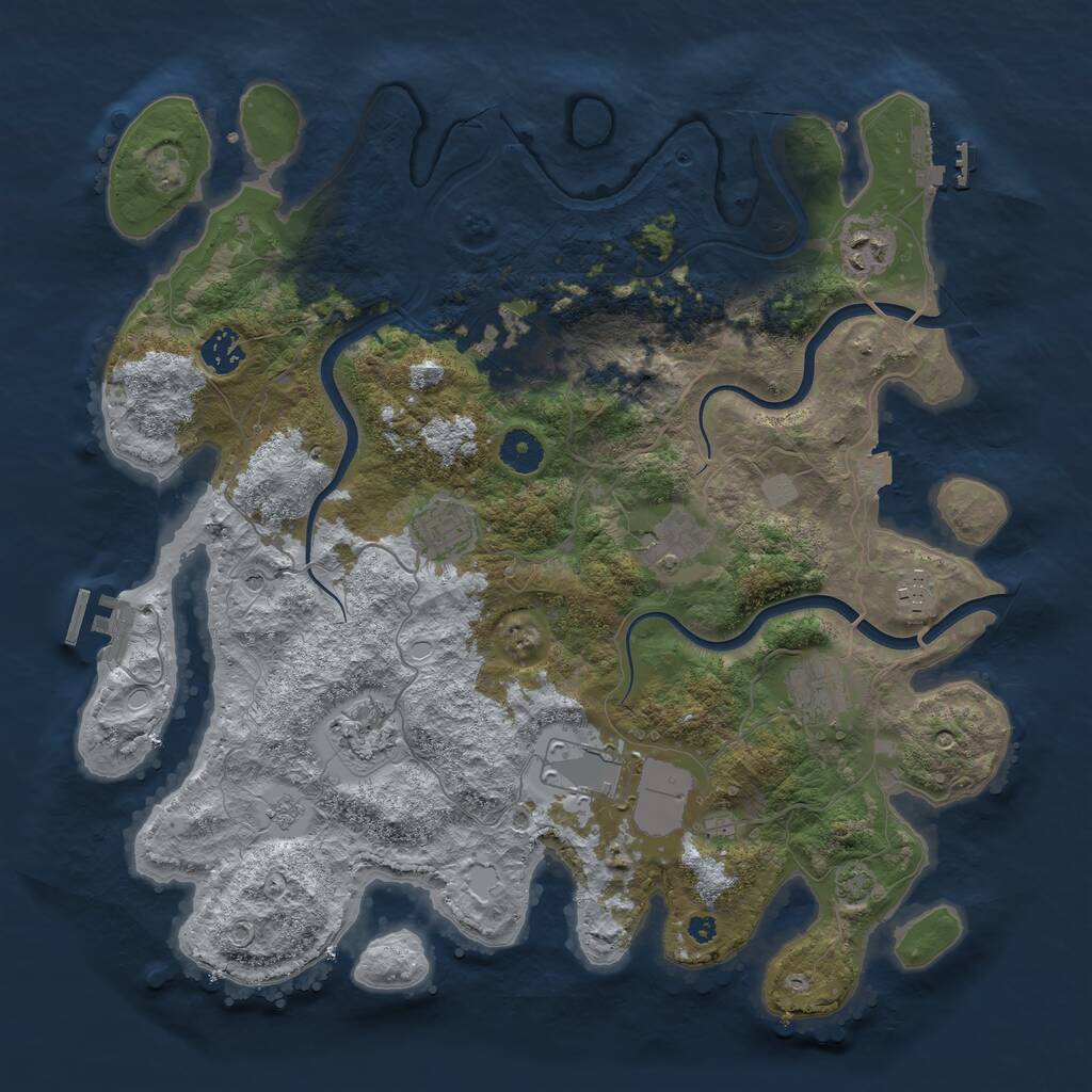 Rust Map: Procedural Map, Size: 3850, Seed: 1419659642, 15 Monuments