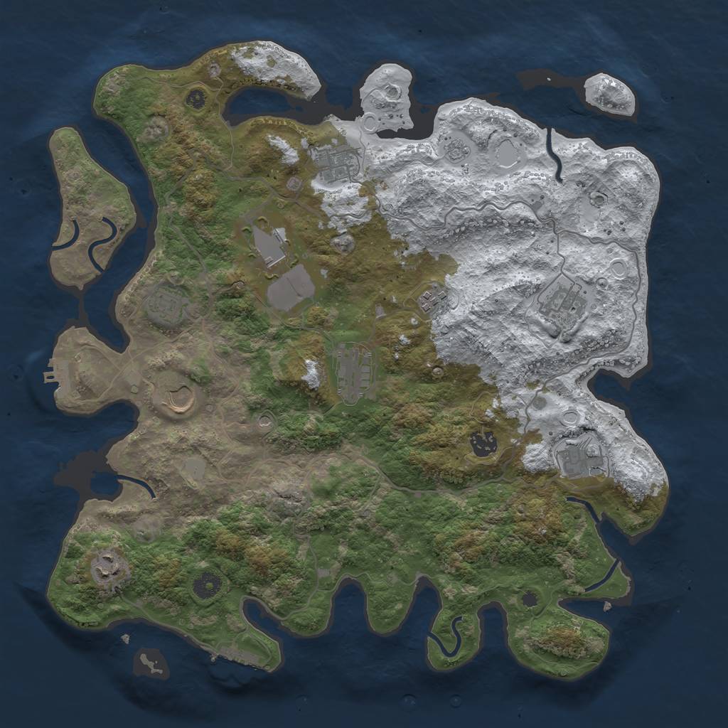 Rust Map: Procedural Map, Size: 4000, Seed: 50867, 19 Monuments