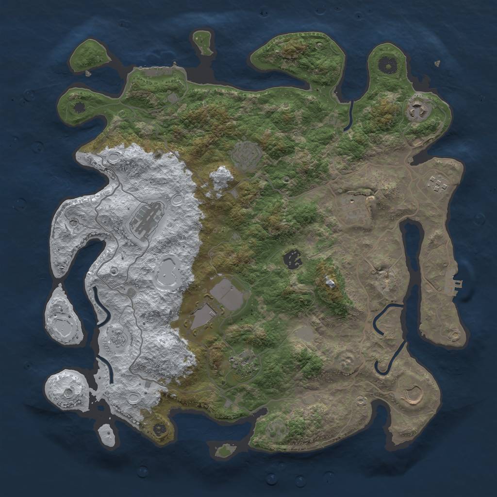 Rust Map: Procedural Map, Size: 4000, Seed: 91349838, 18 Monuments