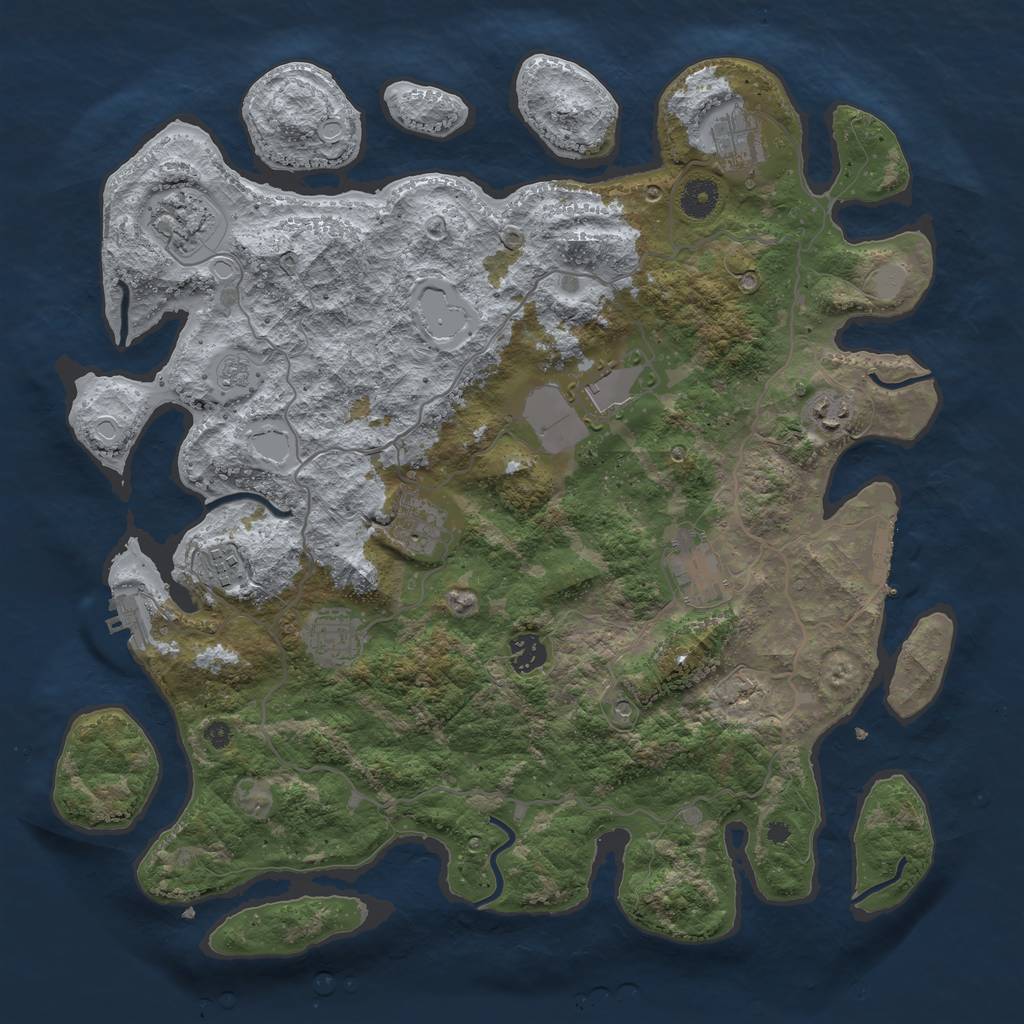 Rust Map: Procedural Map, Size: 4000, Seed: 864407, 16 Monuments