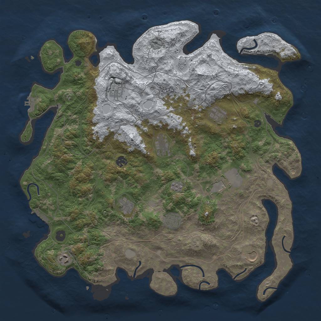 Rust Map: Procedural Map, Size: 4500, Seed: 578464891, 19 Monuments