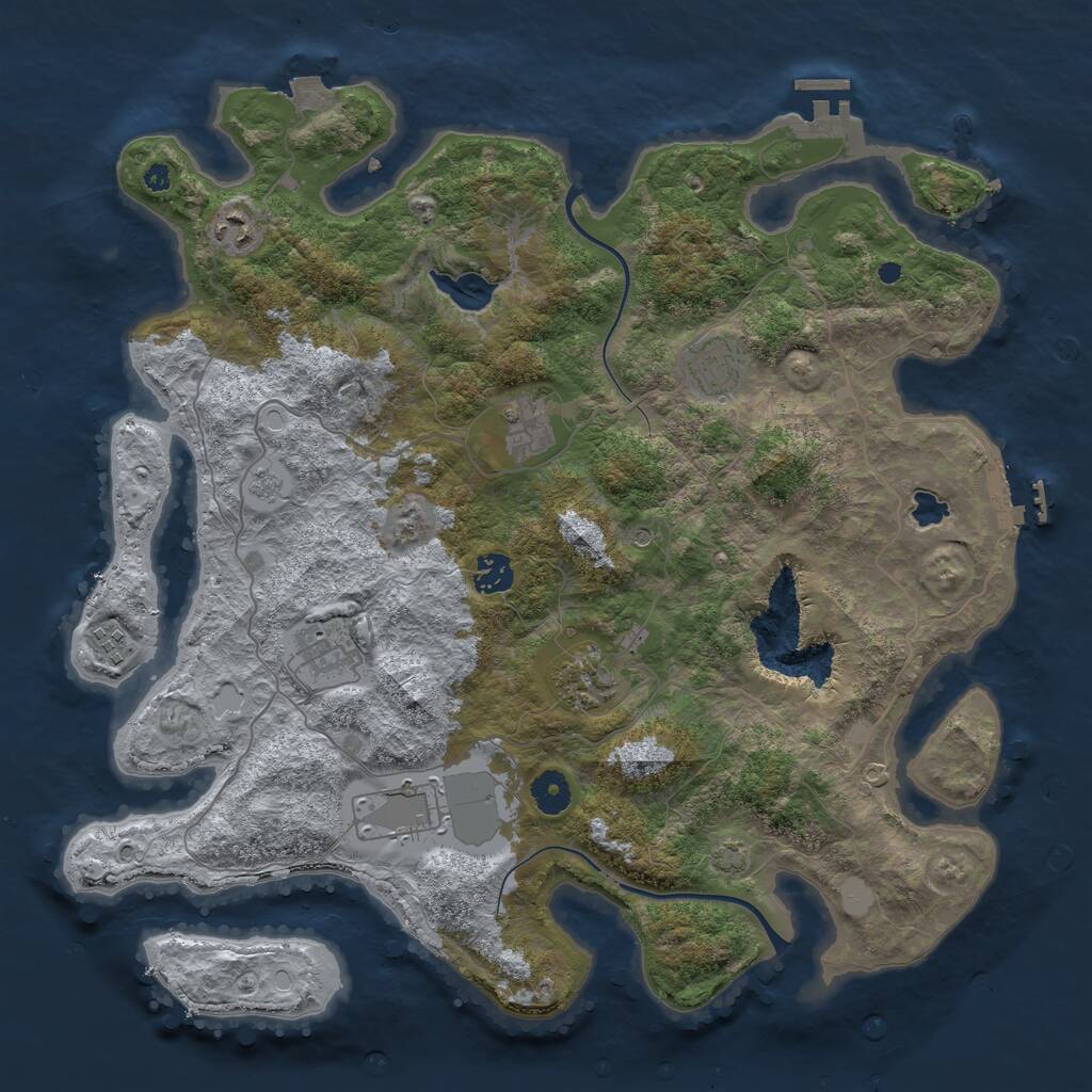 Rust Map: Procedural Map, Size: 4000, Seed: 509185, 14 Monuments