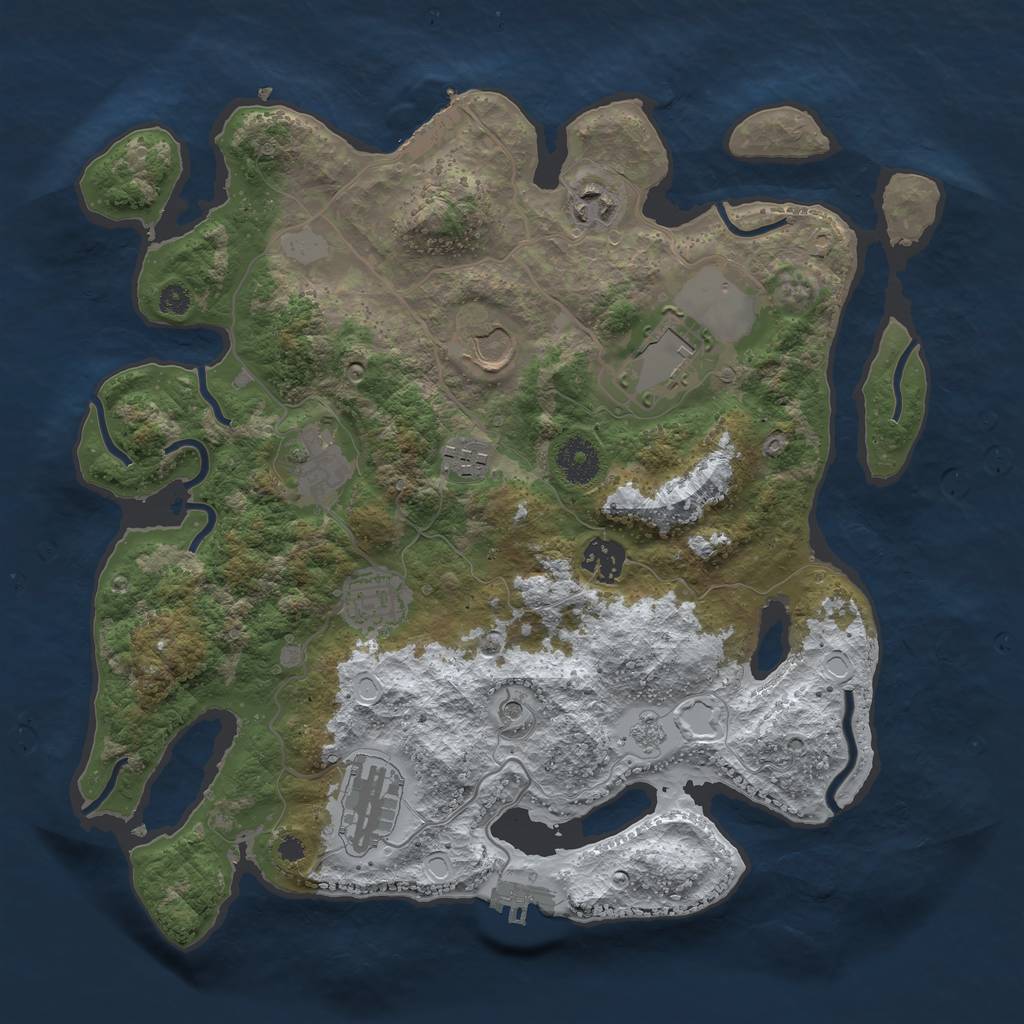 Rust Map: Procedural Map, Size: 3500, Seed: 224622, 17 Monuments