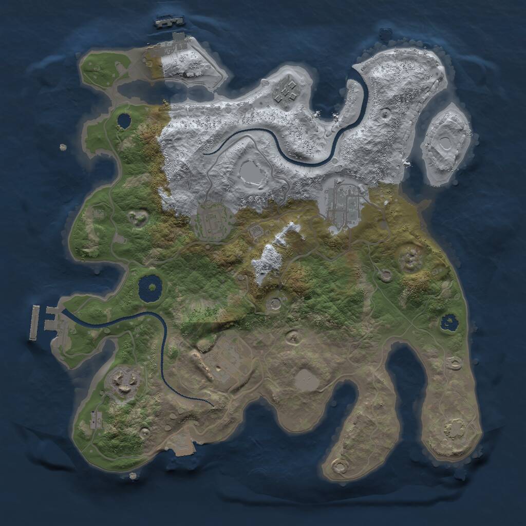 Rust Map: Procedural Map, Size: 3000, Seed: 406540223, 10 Monuments