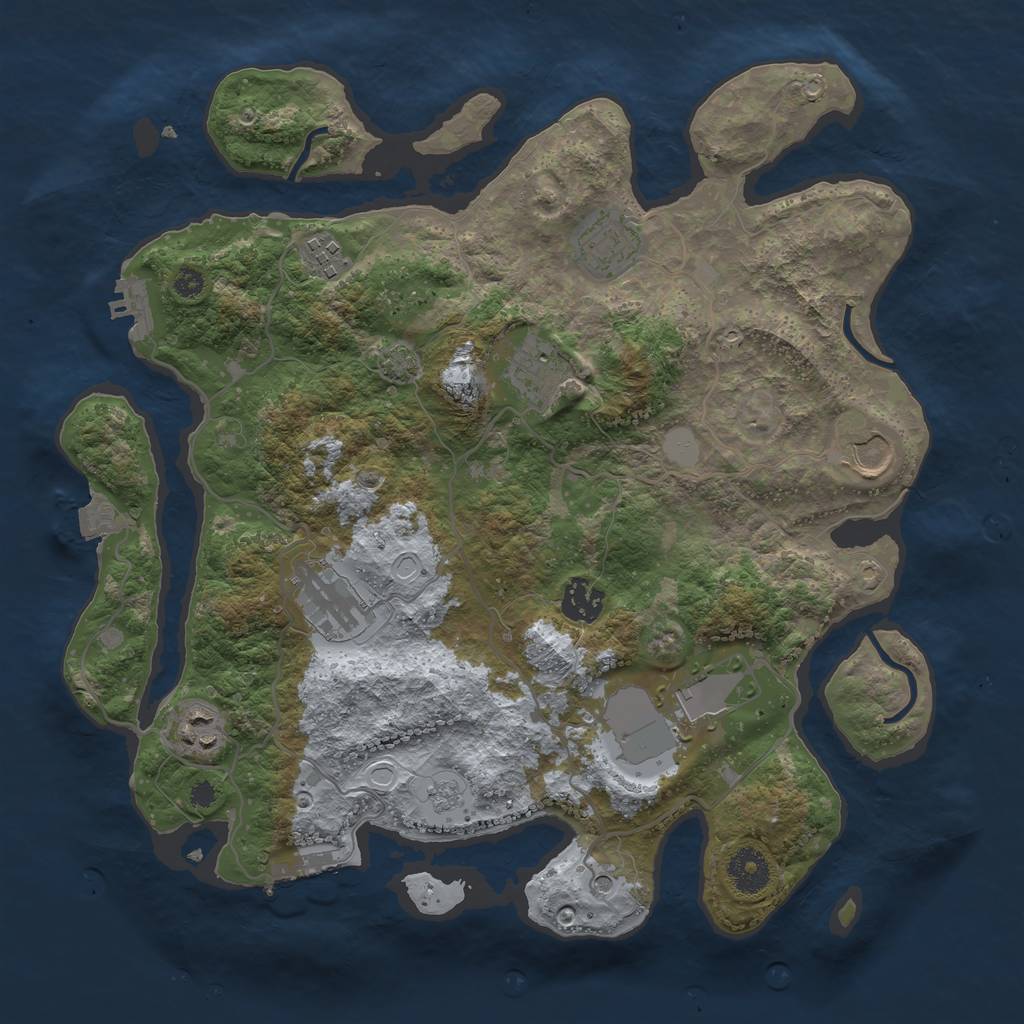 Rust Map: Procedural Map, Size: 3550, Seed: 1649963179, 16 Monuments