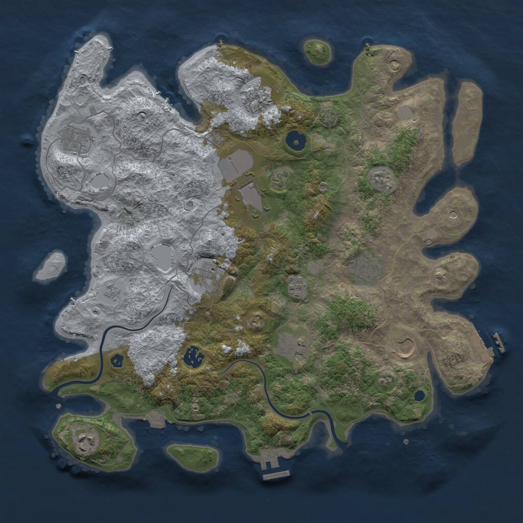 Rust Map: Procedural Map, Size: 3950, Seed: 1571631541, 16 Monuments