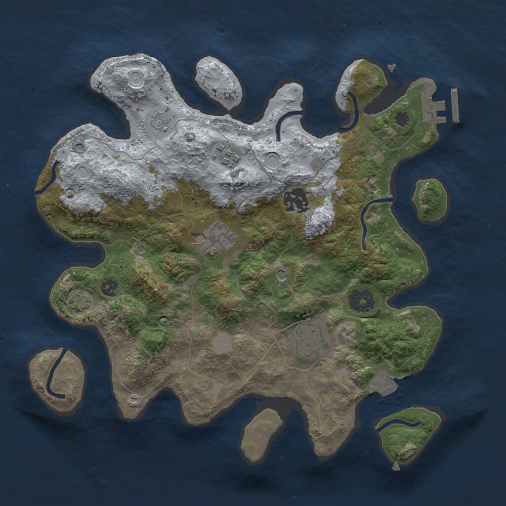 Rust Map: Procedural Map, Size: 3000, Seed: 88214414, 9 Monuments