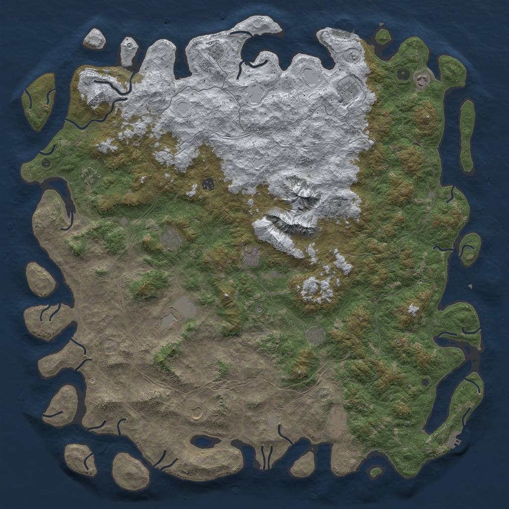 Rust Map: Procedural Map, Size: 6000, Seed: 559250, 20 Monuments