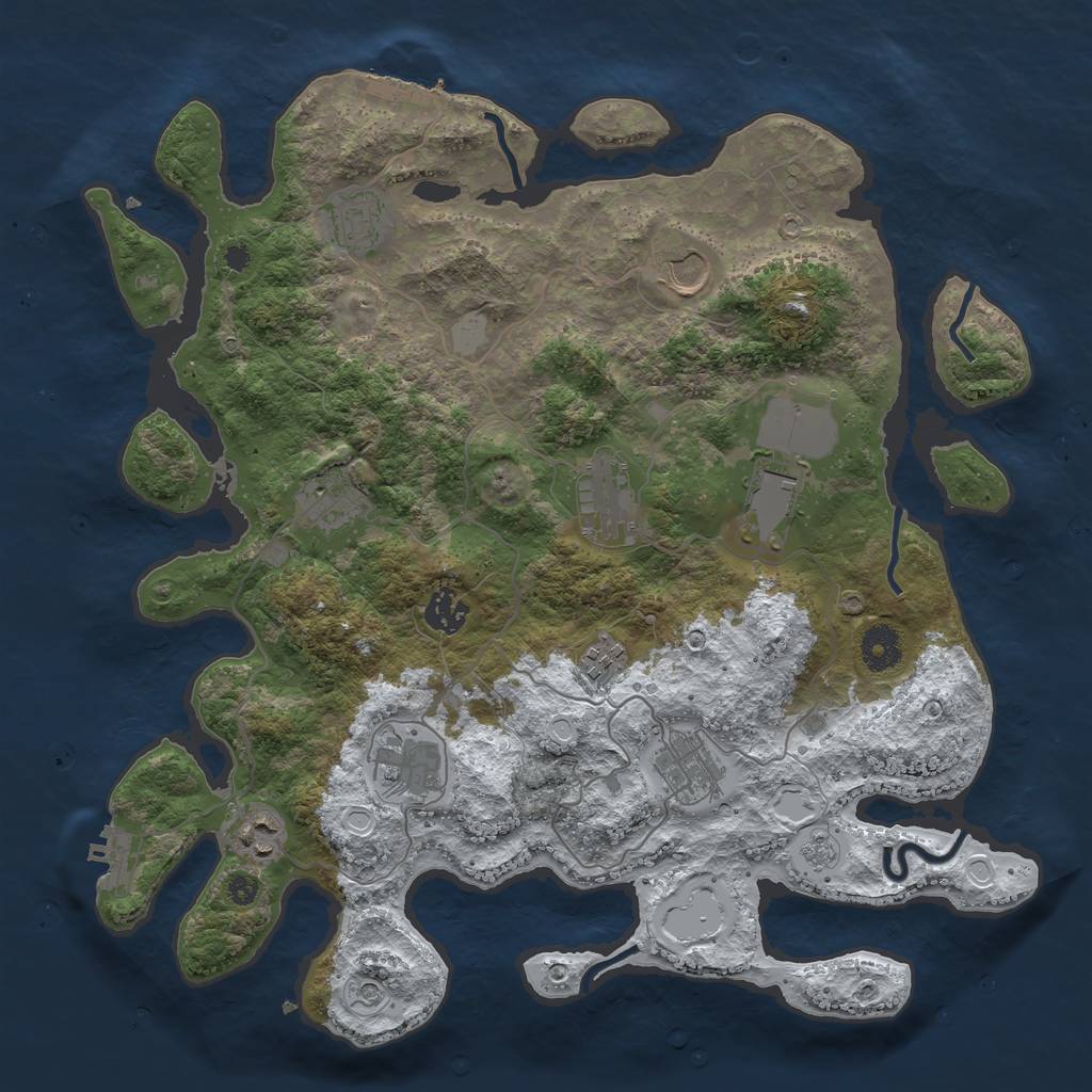 Rust Map: Procedural Map, Size: 3750, Seed: 1392369991, 19 Monuments