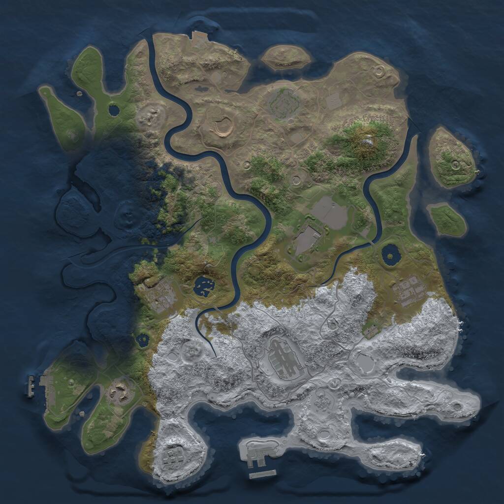 Rust Map: Procedural Map, Size: 3750, Seed: 1392369991, 15 Monuments