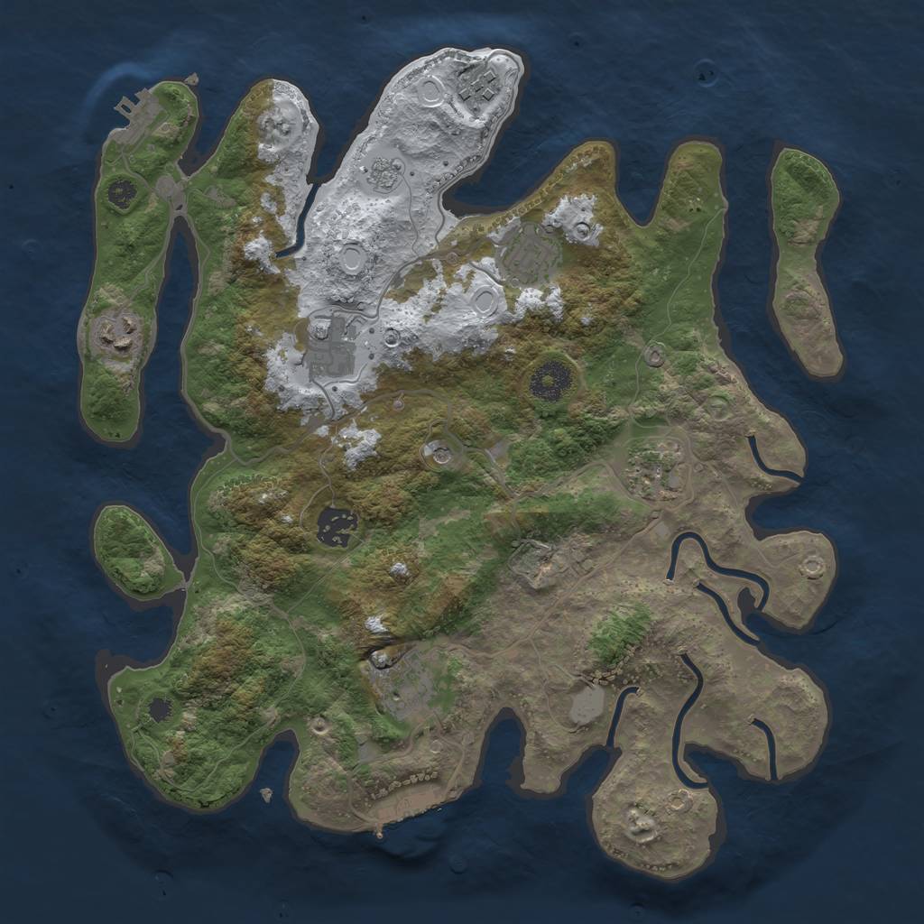 Rust Map: Procedural Map, Size: 3389, Seed: 13923, 16 Monuments