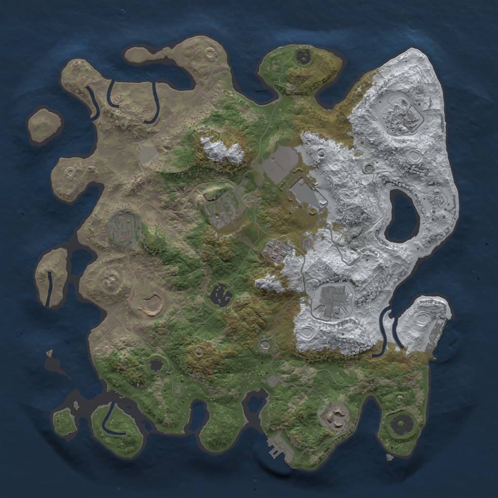 Rust Map: Procedural Map, Size: 3500, Seed: 72938, 18 Monuments