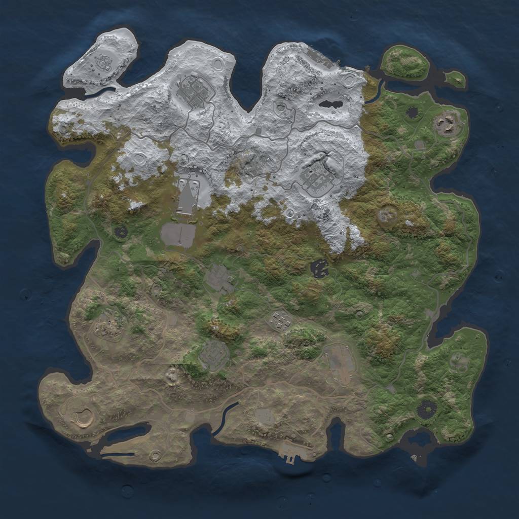 Rust Map: Procedural Map, Size: 4000, Seed: 601671, 20 Monuments