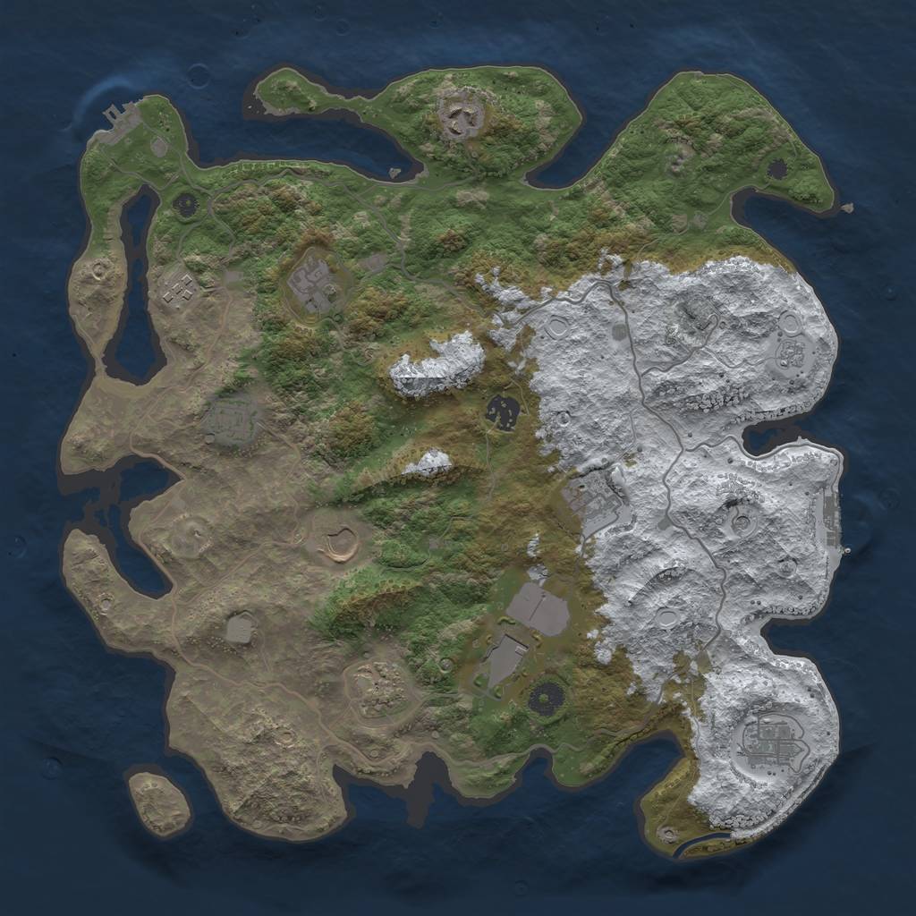 Rust Map: Procedural Map, Size: 4000, Seed: 348881, 19 Monuments