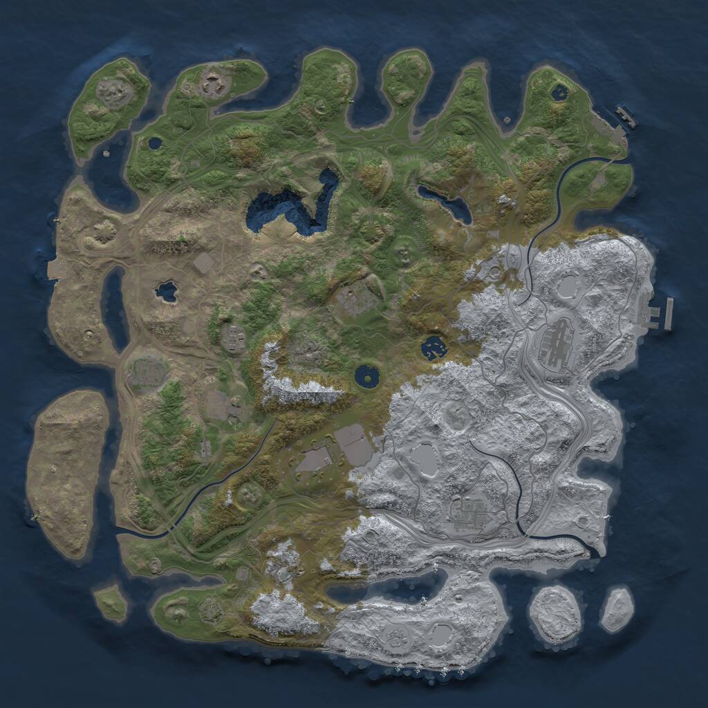 Rust Map: Procedural Map, Size: 4400, Seed: 11070402, 16 Monuments
