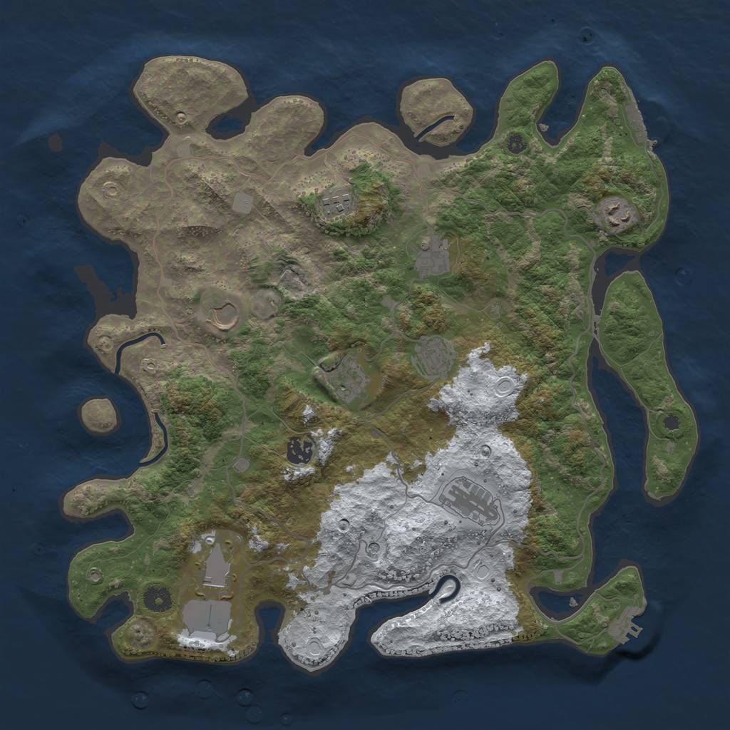 Rust Map: Procedural Map, Size: 4000, Seed: 979507, 17 Monuments