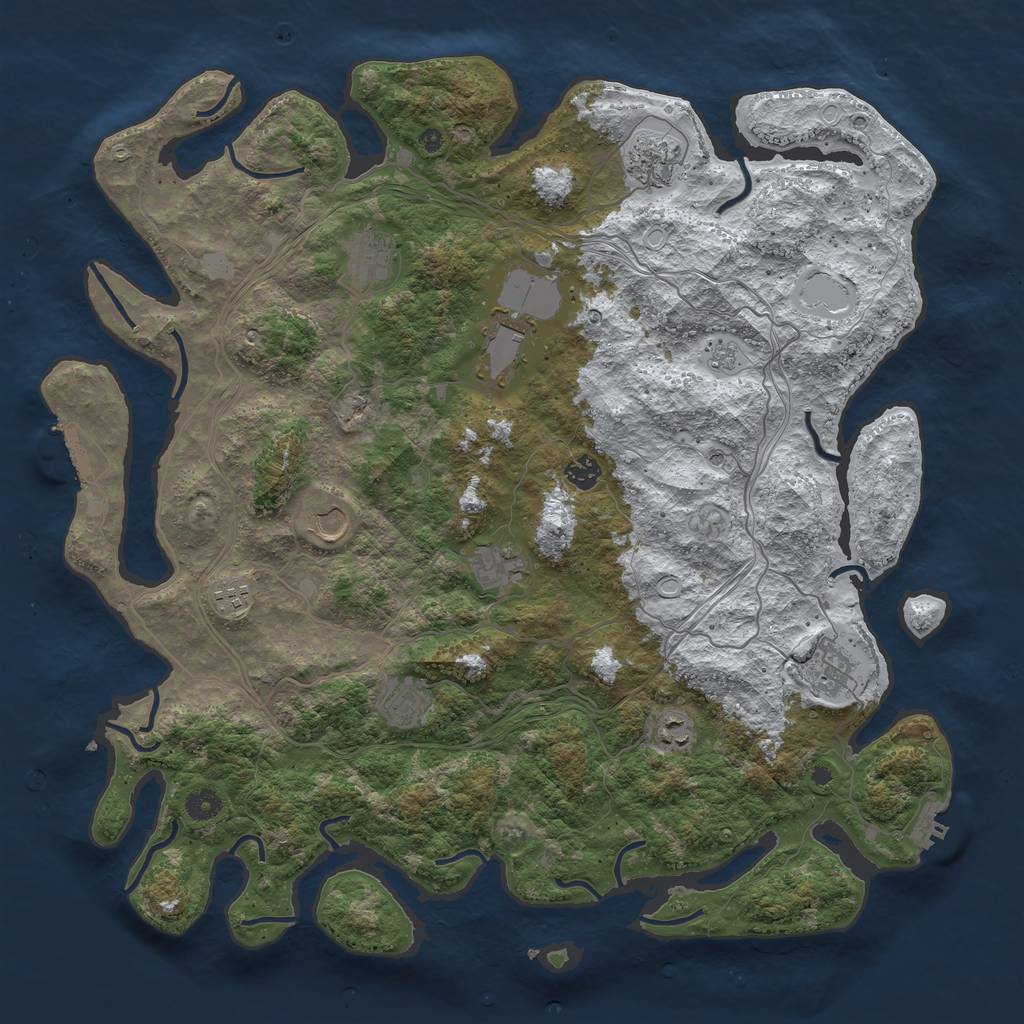 Rust Map: Procedural Map, Size: 4500, Seed: 45256, 19 Monuments