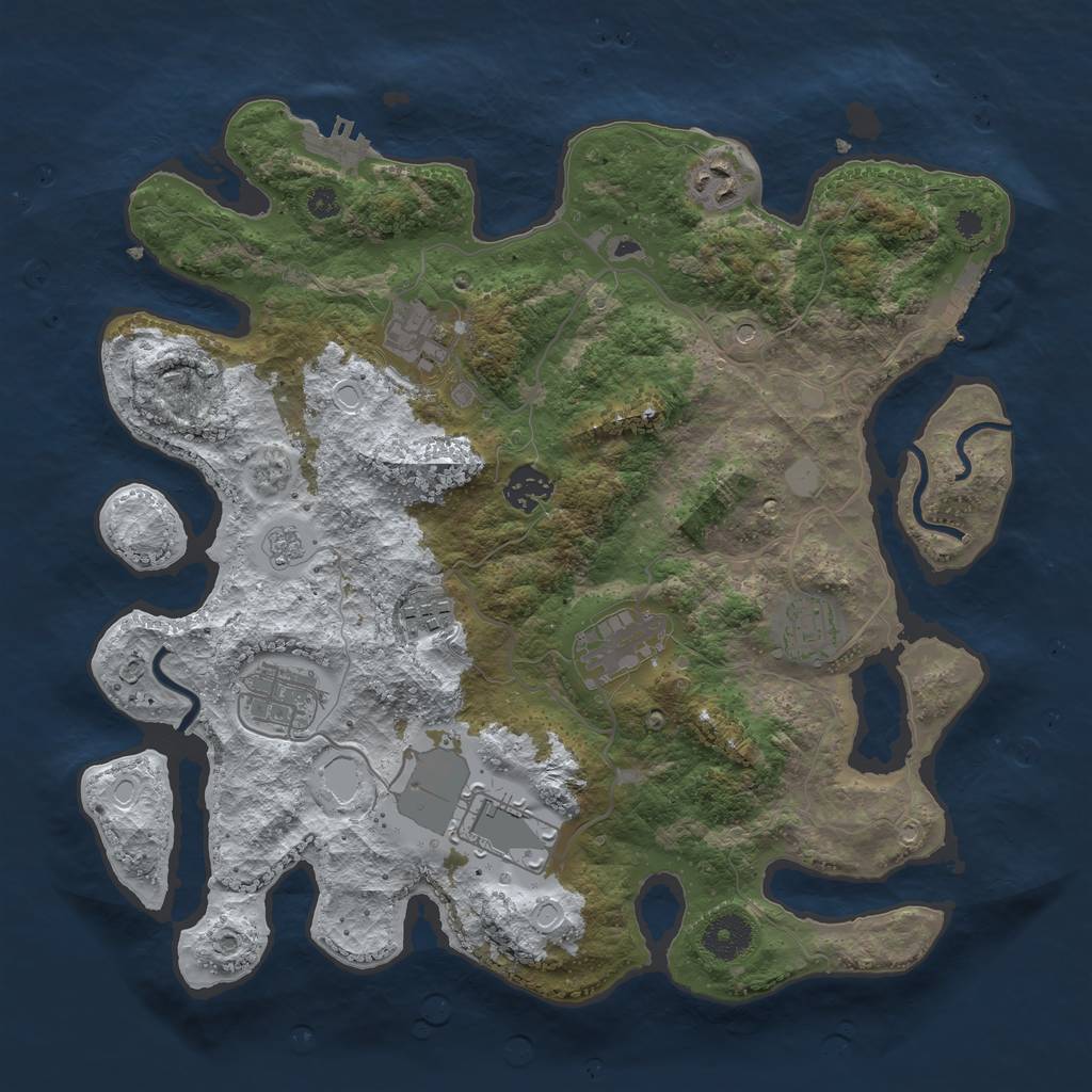 Rust Map: Procedural Map, Size: 3560, Seed: 2761374, 17 Monuments