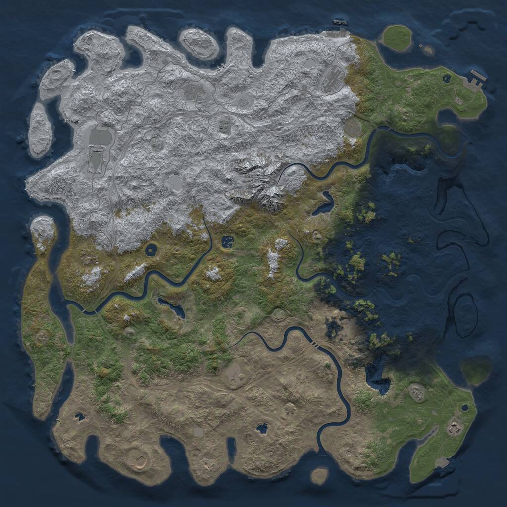 Rust Map: Procedural Map, Size: 6000, Seed: 572833, 17 Monuments
