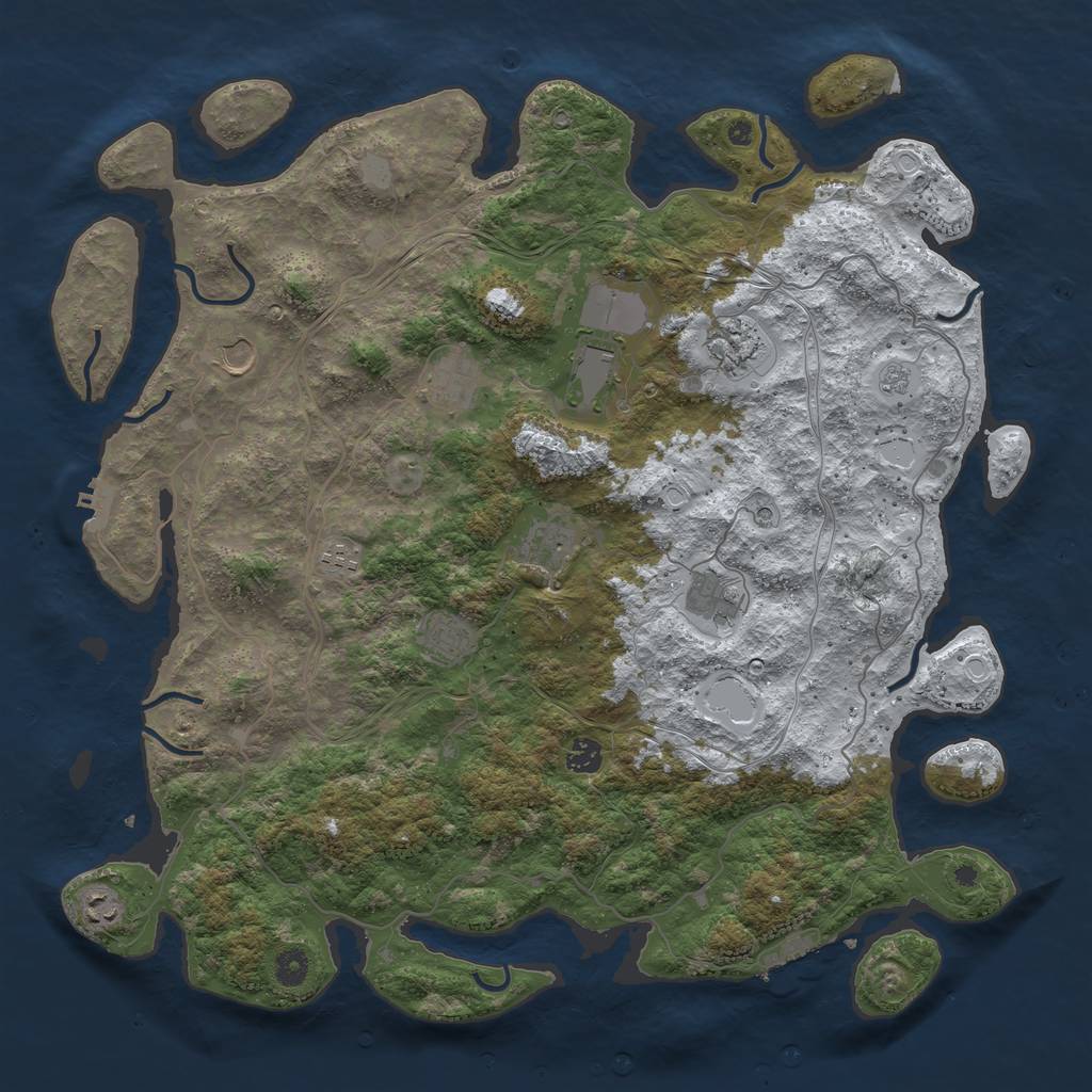 Rust Map: Procedural Map, Size: 4500, Seed: 261014930, 19 Monuments
