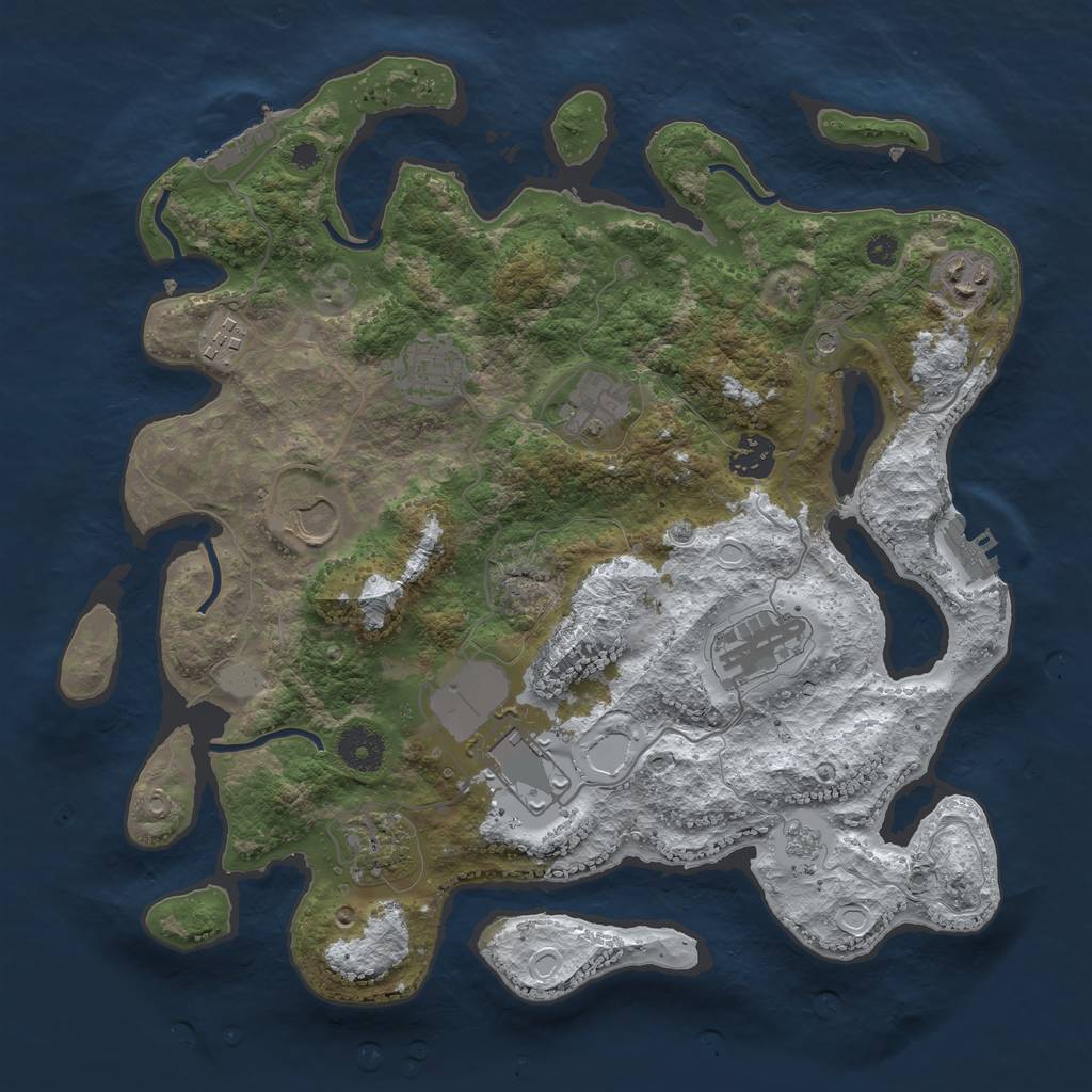 Rust Map: Procedural Map, Size: 3560, Seed: 3426965, 18 Monuments