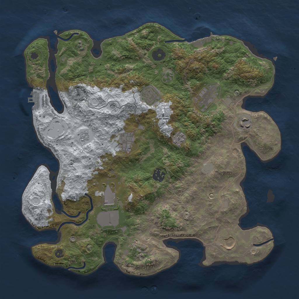 Rust Map: Procedural Map, Size: 3560, Seed: 1351065, 18 Monuments