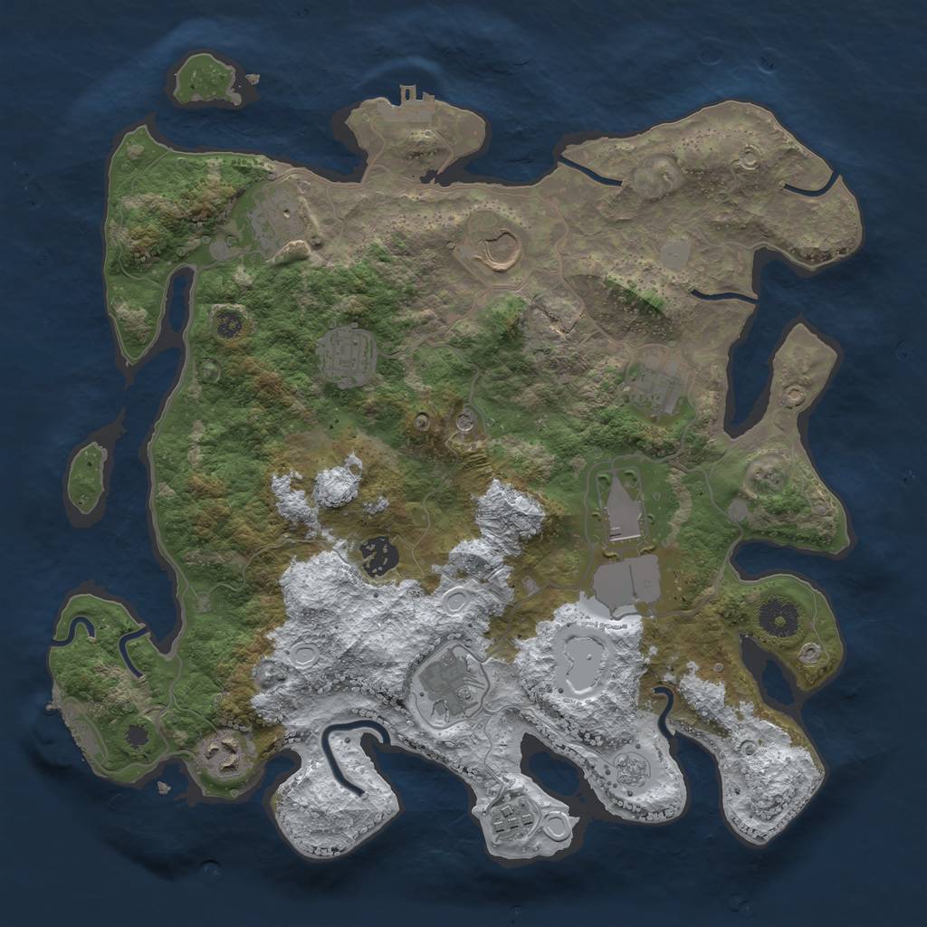 Rust Map: Procedural Map, Size: 3560, Seed: 1019496, 18 Monuments