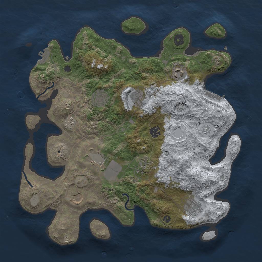 Rust Map: Procedural Map, Size: 3560, Seed: 2585891, 18 Monuments