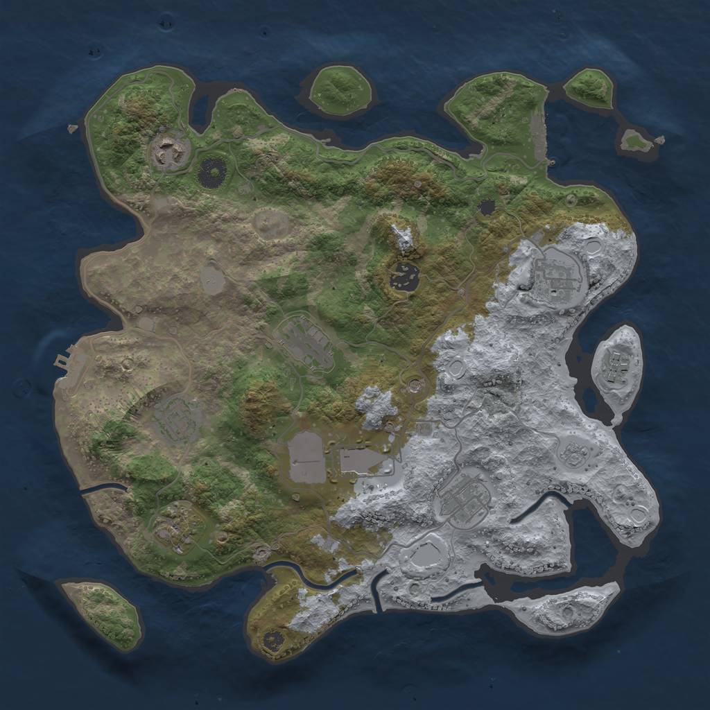 Rust Map: Procedural Map, Size: 3560, Seed: 4091333, 18 Monuments