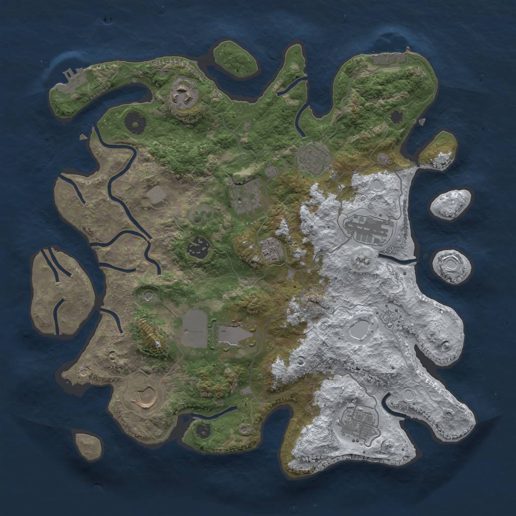 Rust Map: Procedural Map, Size: 3560, Seed: 714311, 18 Monuments